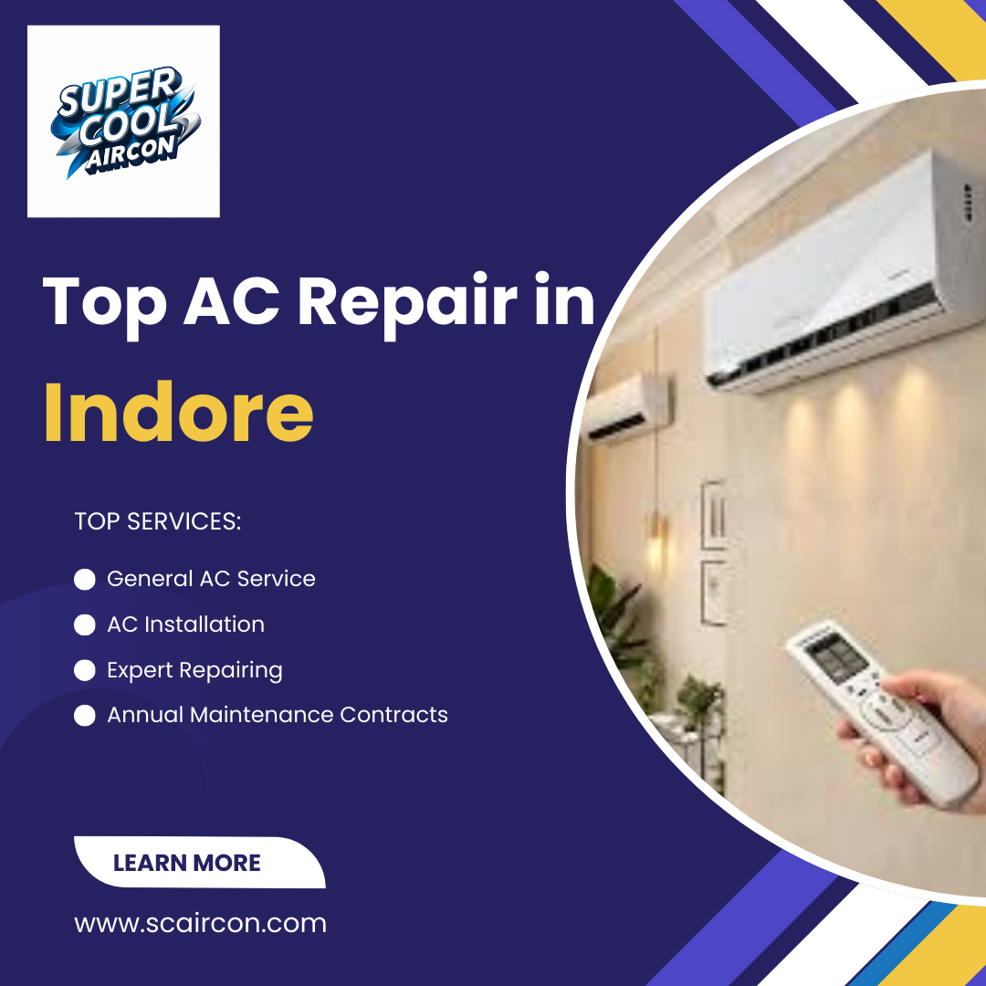 Professional AC technician repairing a split air conditioner in Indore.